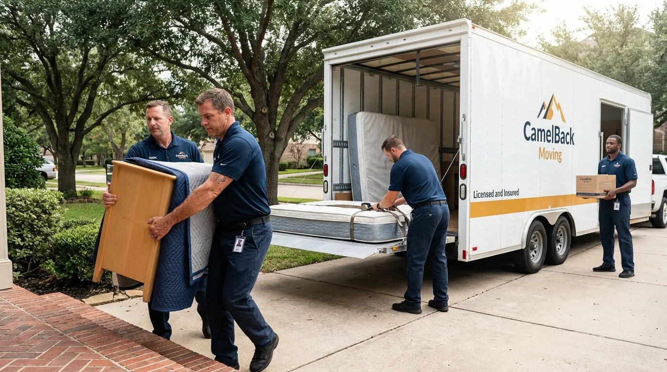 Crew loading residential truck for cross-state move from Glasgow, VA