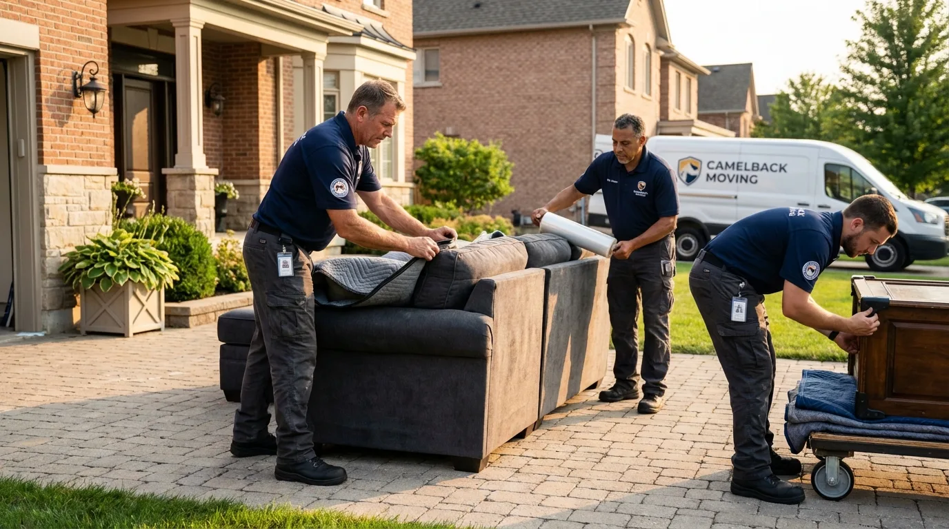 Large estate moving crew wrapping furniture in Glasgow, VA